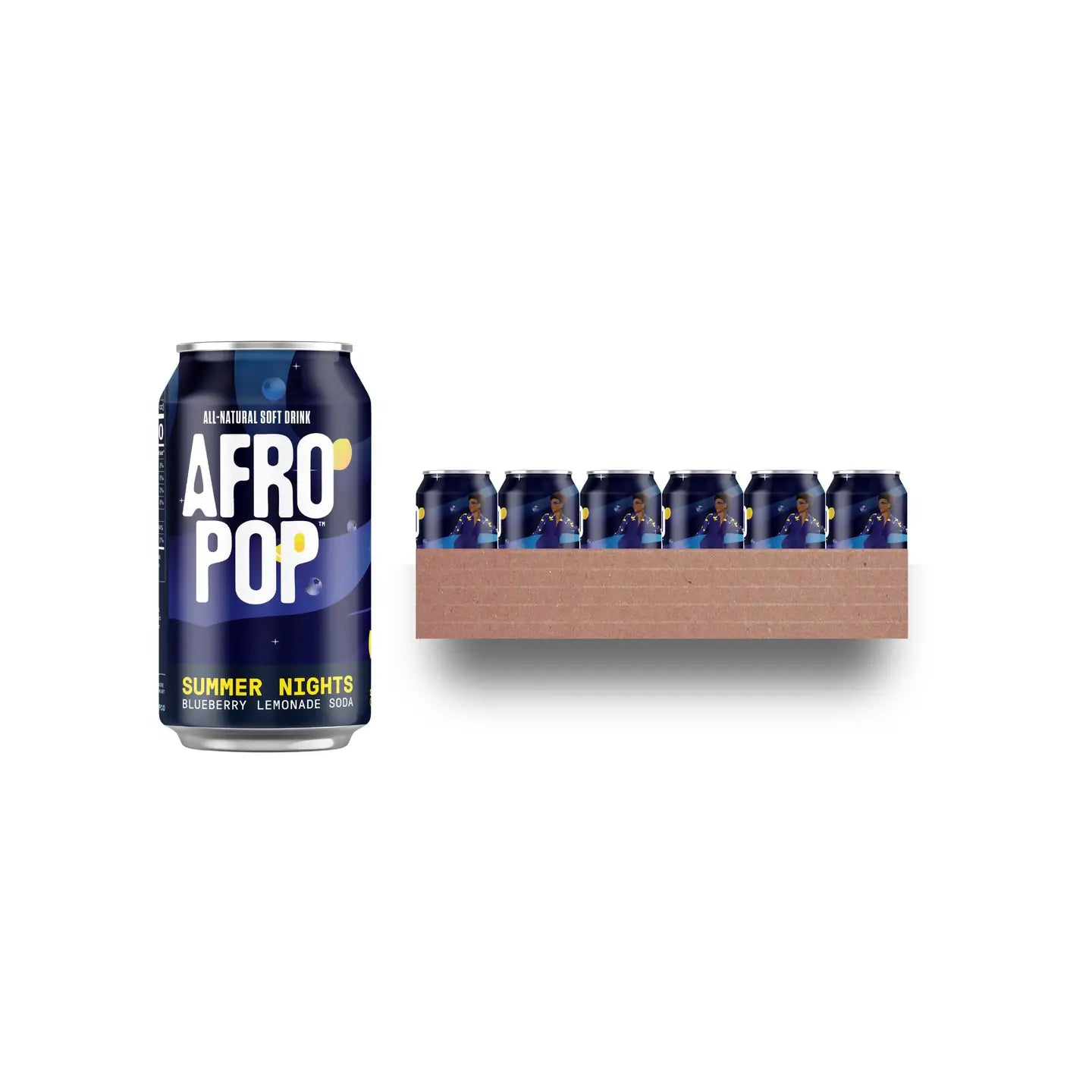 AFROPOP Summer Nights: Blueberry Lemonade Soda 8ct