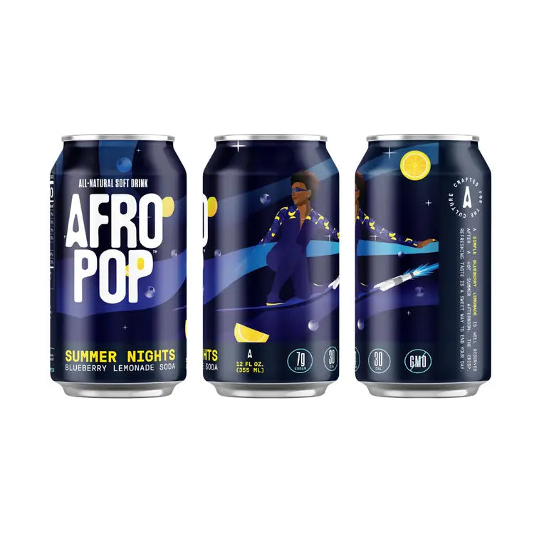 AFROPOP Summer Nights: Blueberry Lemonade Soda 8ct