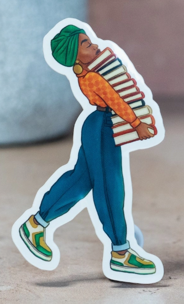 Pounded Yams Productions: Got My Books Die Cut Sticker